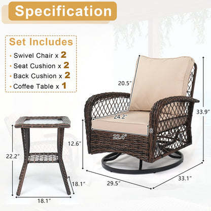 3 Pieces Patio Furniture Set