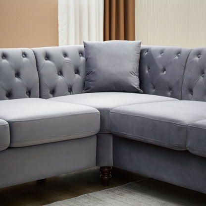 5-Seater Corner Sectional with 3 Pillows, Grey