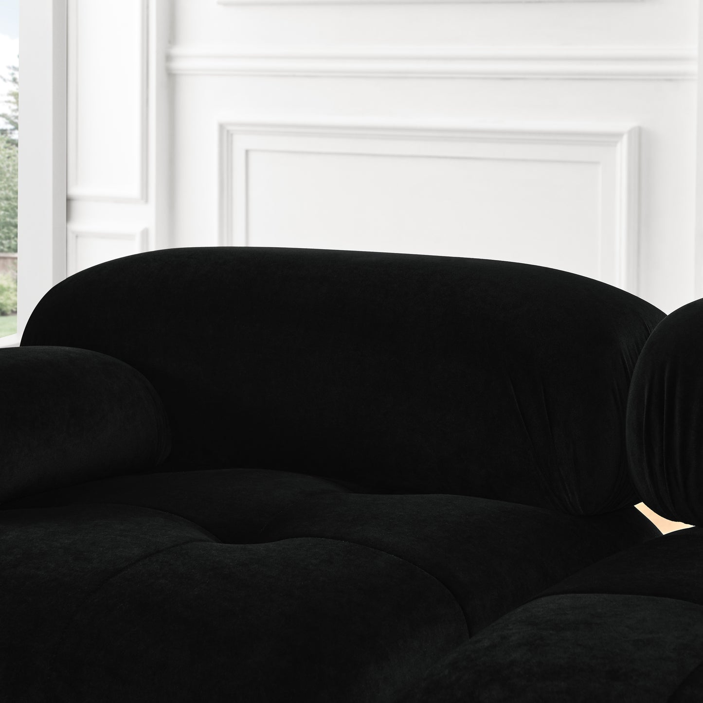 button tufted modular sectional sofa, black velvet