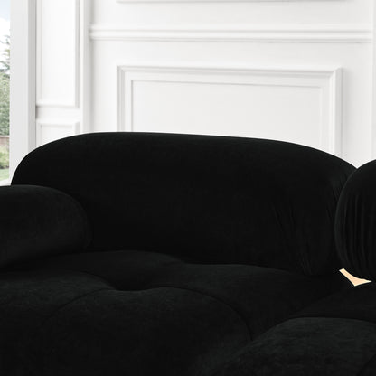 Button Tufted Modular Sectional Sofa, Black Velvet
