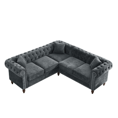 Moe Upholstered Sectional, Grey Velvet