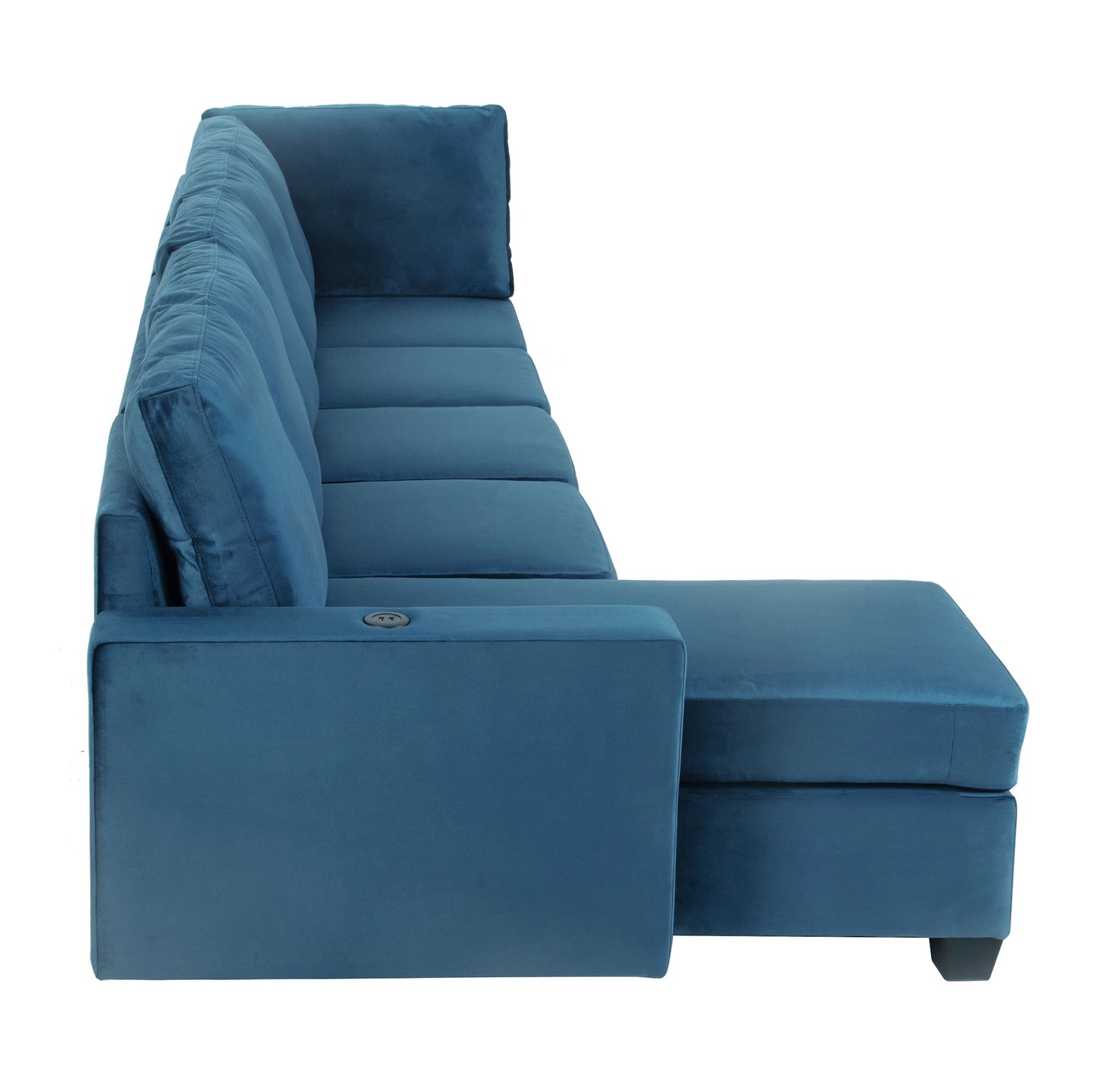 modern l shape sectional sofa with usb charging port, navy