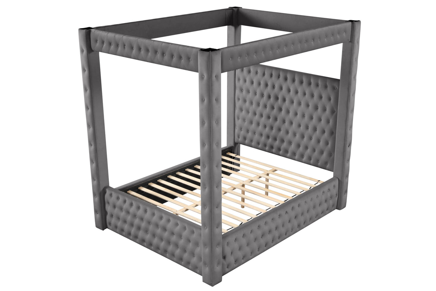 monica luxurious four-poster full bed made with wood in gray