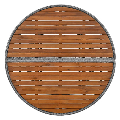 TOPMAX Patio 5-Piece Round Rattan Sectional Sofa Set, Beige