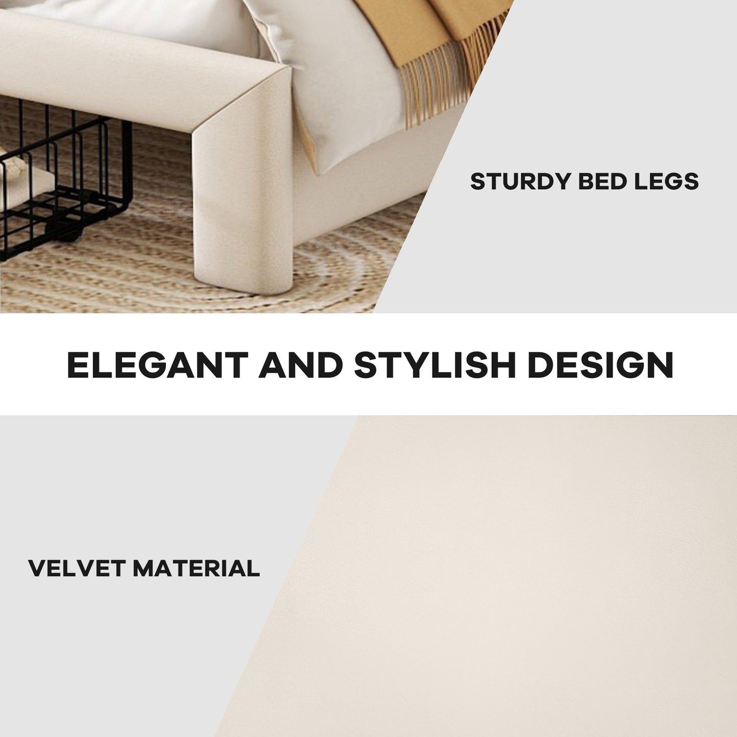 queen size bed frame with storage headboard and charging station, beige