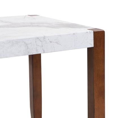 4-Piece Modern Dining Furniture Set  46" Faux Marble Style