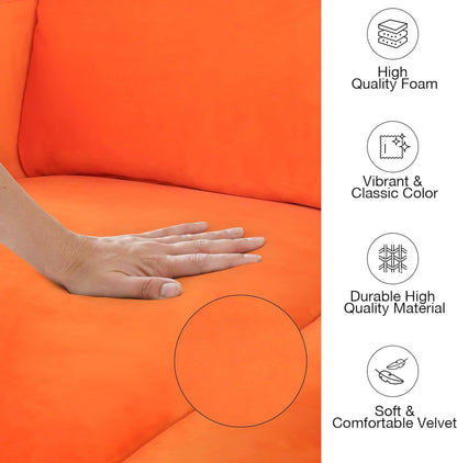 Velvet Tufted Couch, Orange