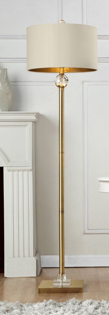 63.25-inch perspicio solid crystal orb gold column floor lamp