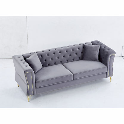 3-seater + 3-seater Combination Sofa Tufted with 4 Pillows