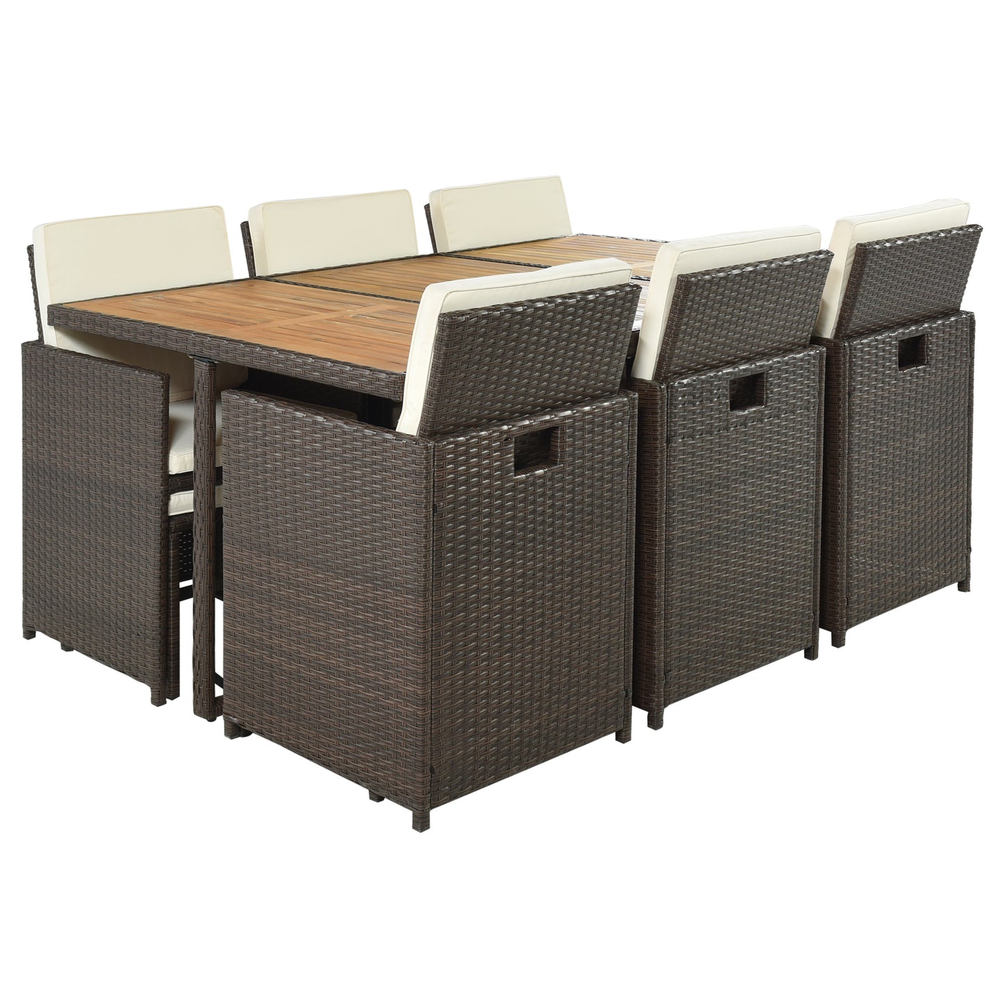 topmax 11-piece patio all-weather pe wicker dining table set