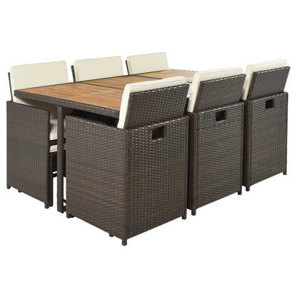 TOPMAX 11-Piece Patio All-Weather PE Wicker Dining Table Set