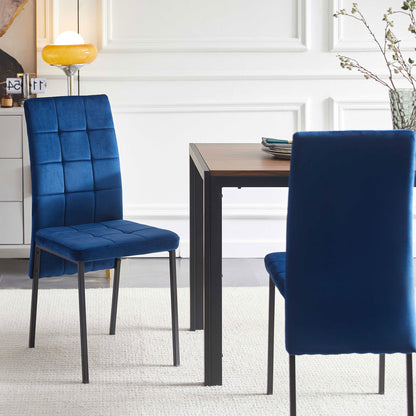 Nordic Dining Chairs Set Of 4, Dark Blue Velvet High Back