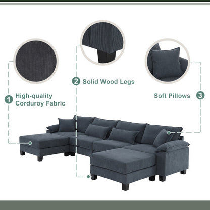 Emily U Shaped Couch with Armrest Bags