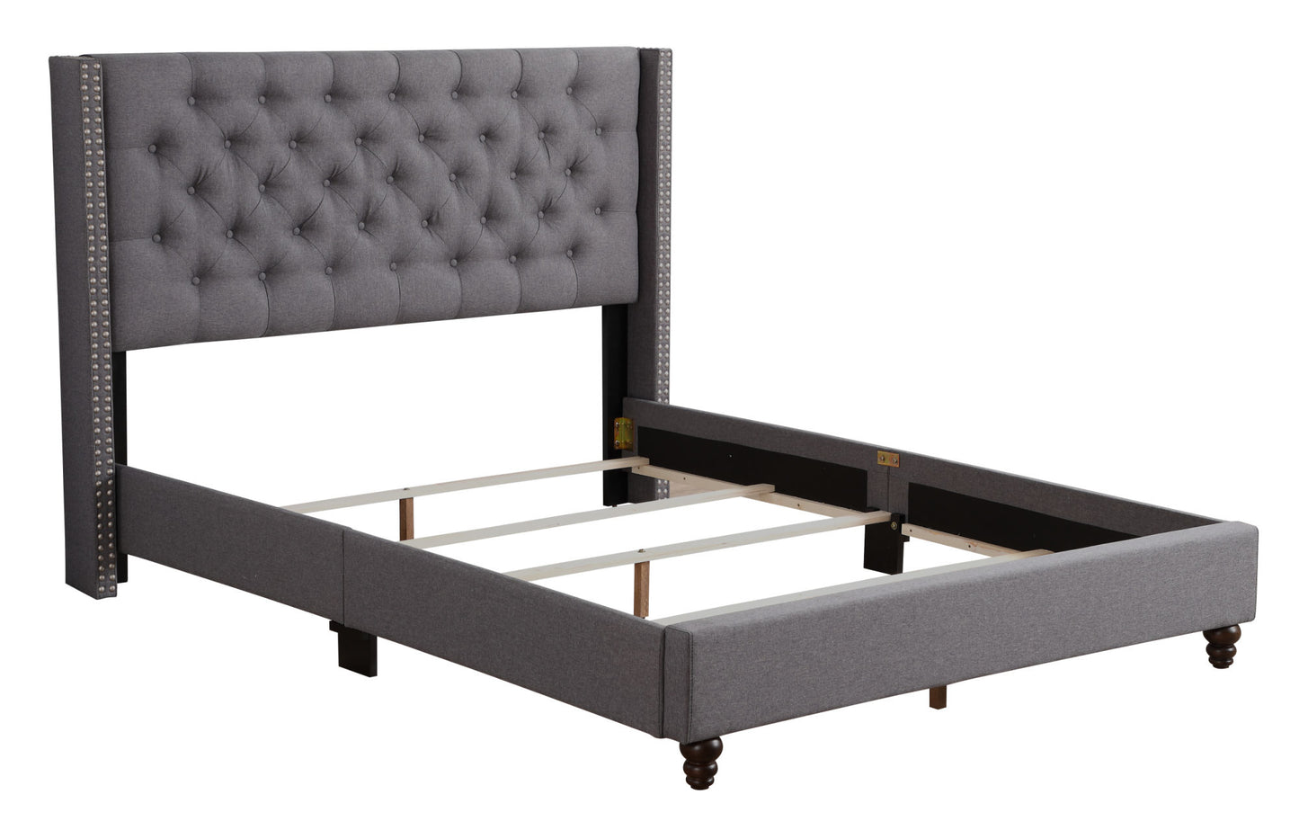 julie upholstered bed , grey