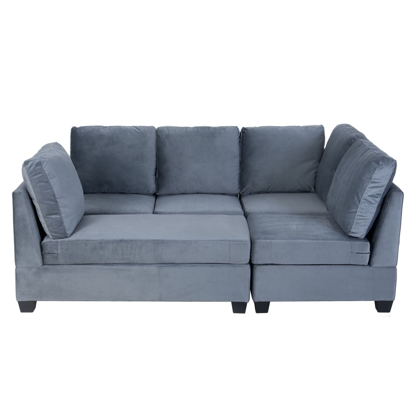 modern l shape sectional sofa with usb charging port, grey