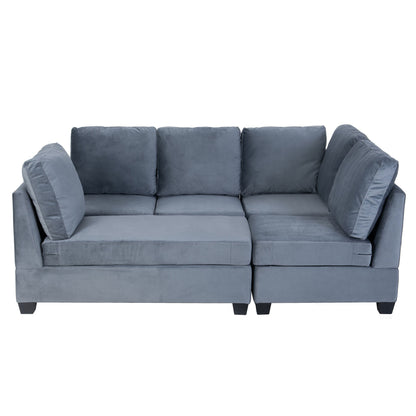 Modern L shape Sectional Sofa With USB Charging Port, Grey
