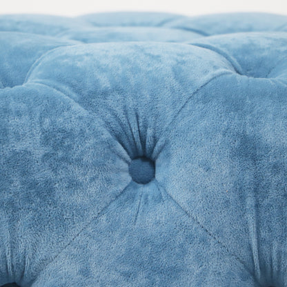 Blue Modern Velvet Upholstered Ottoman
