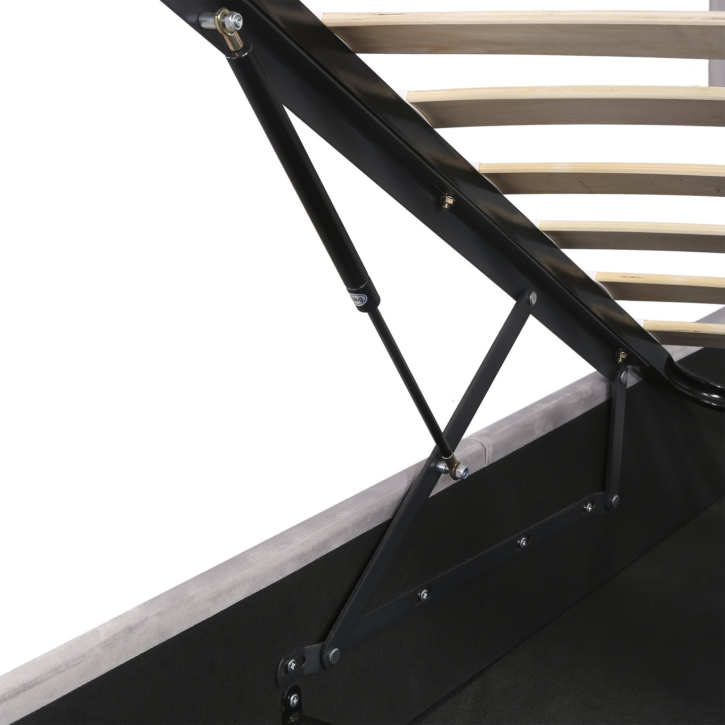 velvet upholstered hydraulic storage bed with led light, bluetooth player, and usb charging