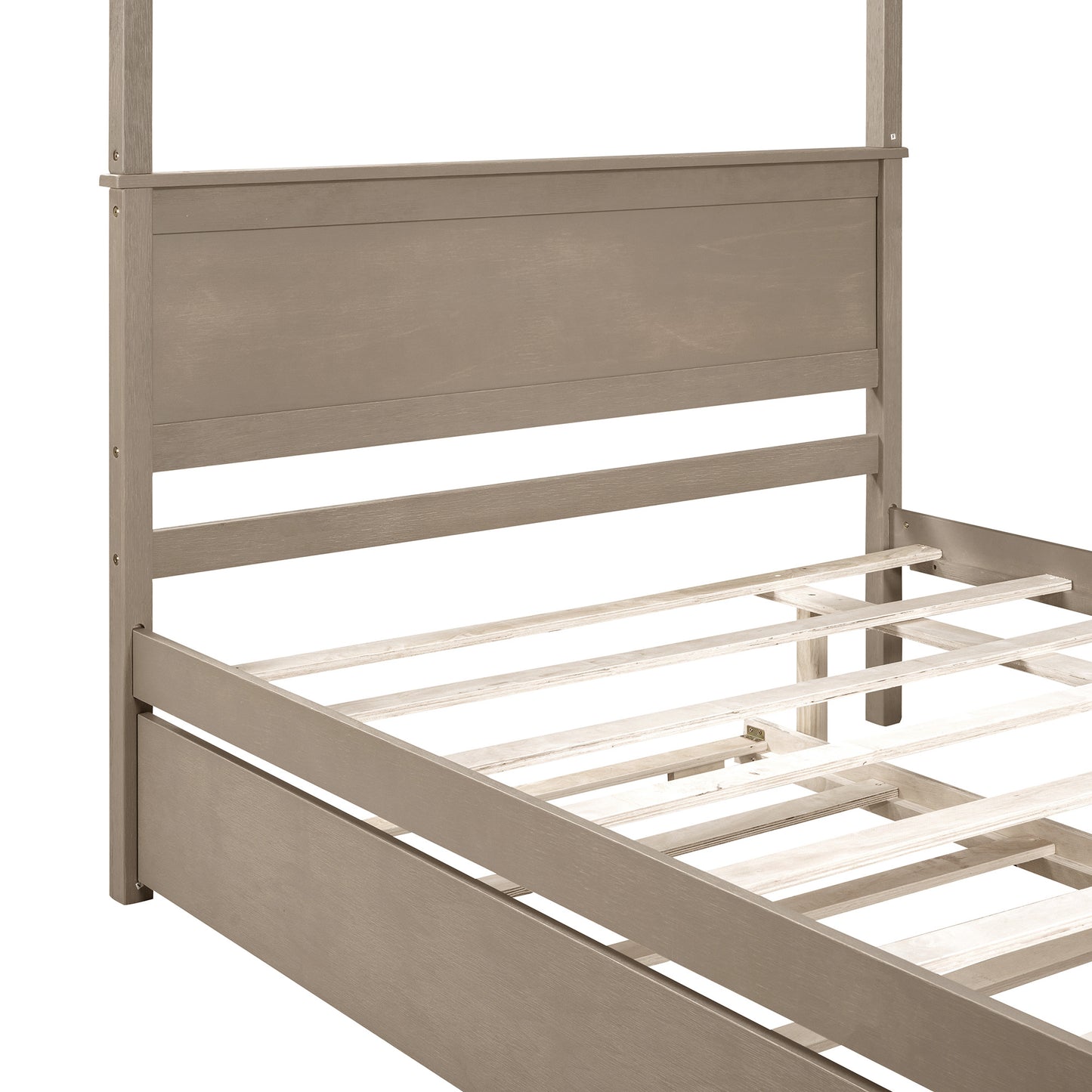 wood canopy bed with trundle
