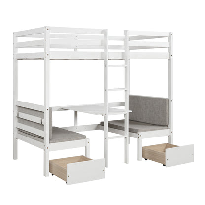Functional Loft Bed Twin Size,White