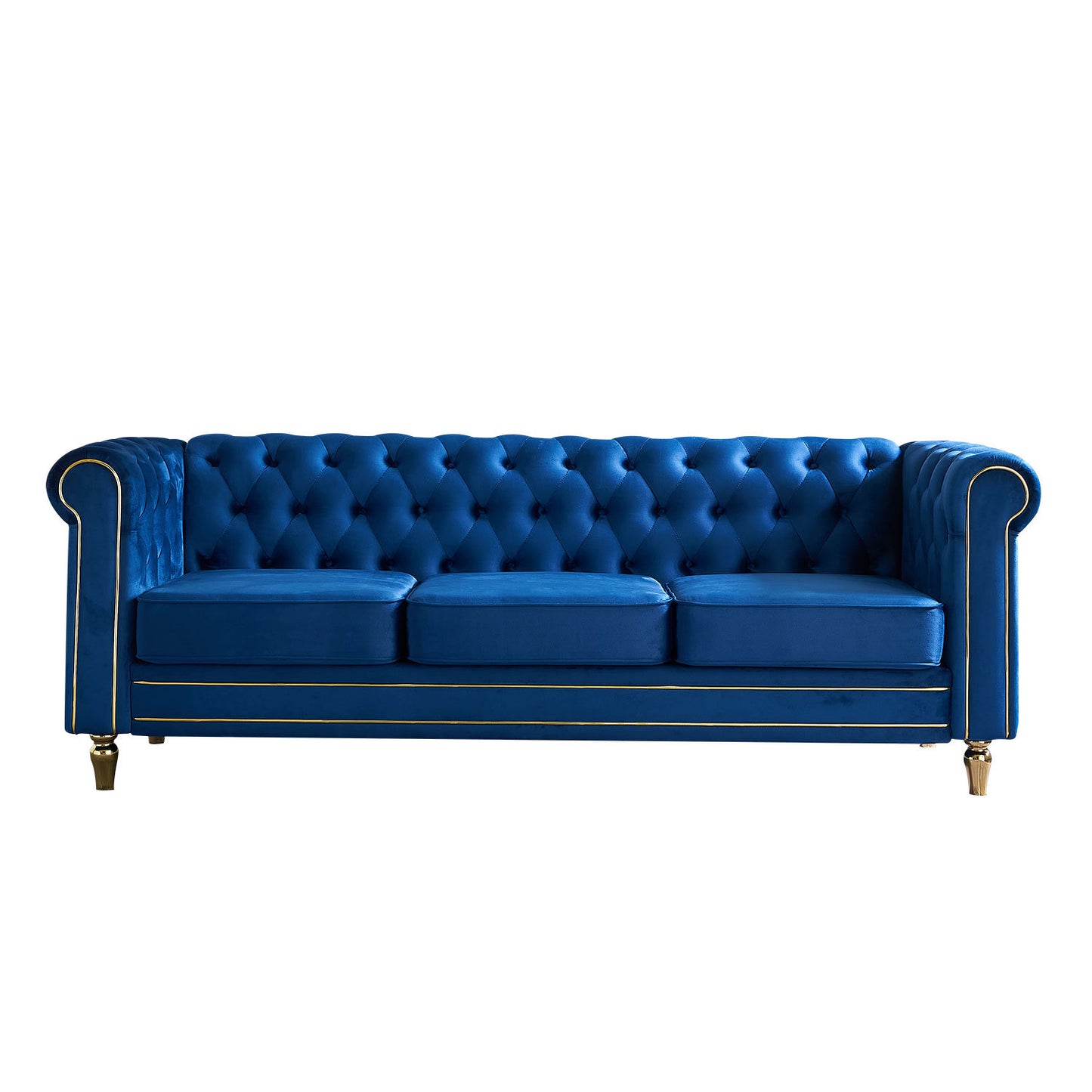 chesterfield velvet sofa, blue