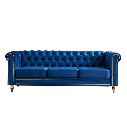 Chesterfield Velvet Sofa, Blue