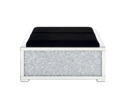 ACME Noralie OTTOMAN W/STORAGE Mirrored & Faux Diamonds