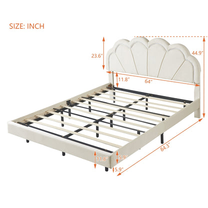 Floating Velvet Elegant Smart LED Platform Bed