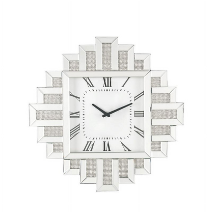 Lavina Wall Clock in Mirrored & Faux Diamonds