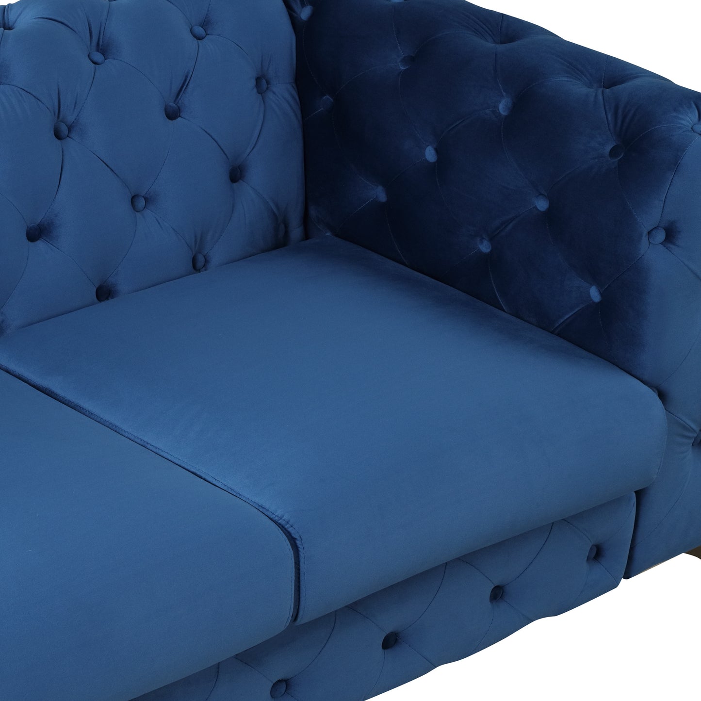 sara velvet upholstered sofa blue