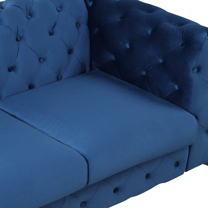 Sara Velvet Upholstered Sofa Blue