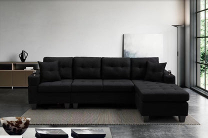 Right Sectional Sofa with footrest, Black