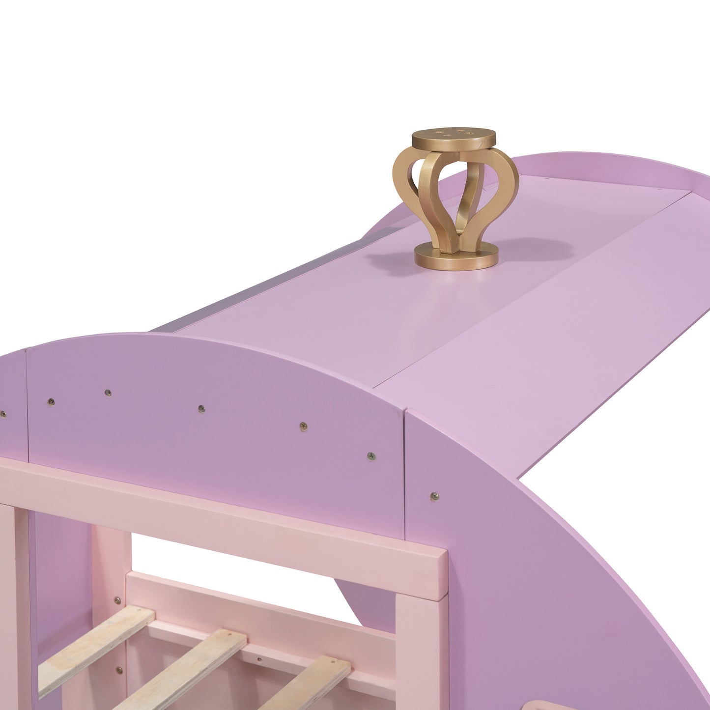 princess carriage bed with crown, purple+pink