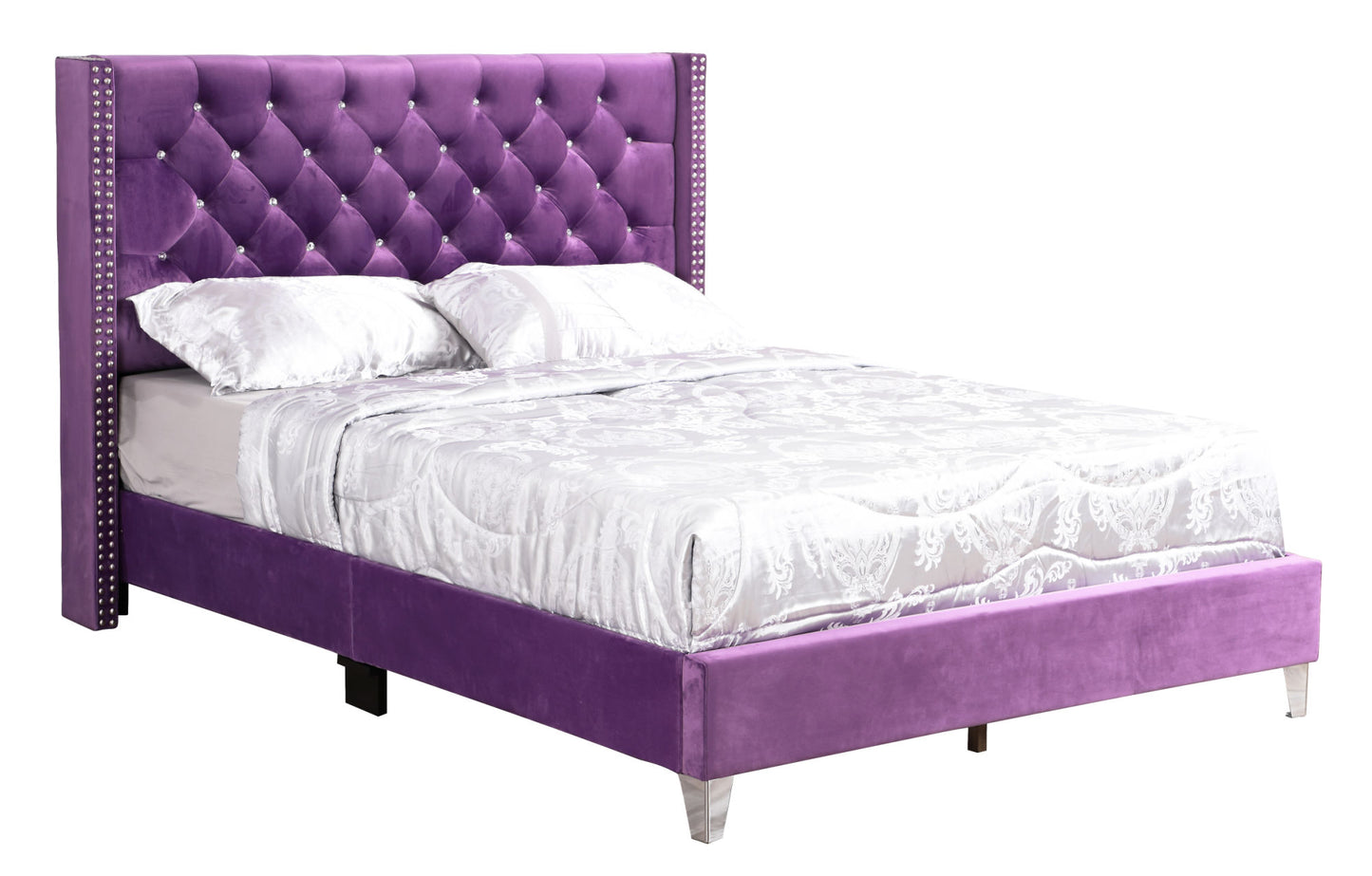 julie queen upholstered bed , purple
