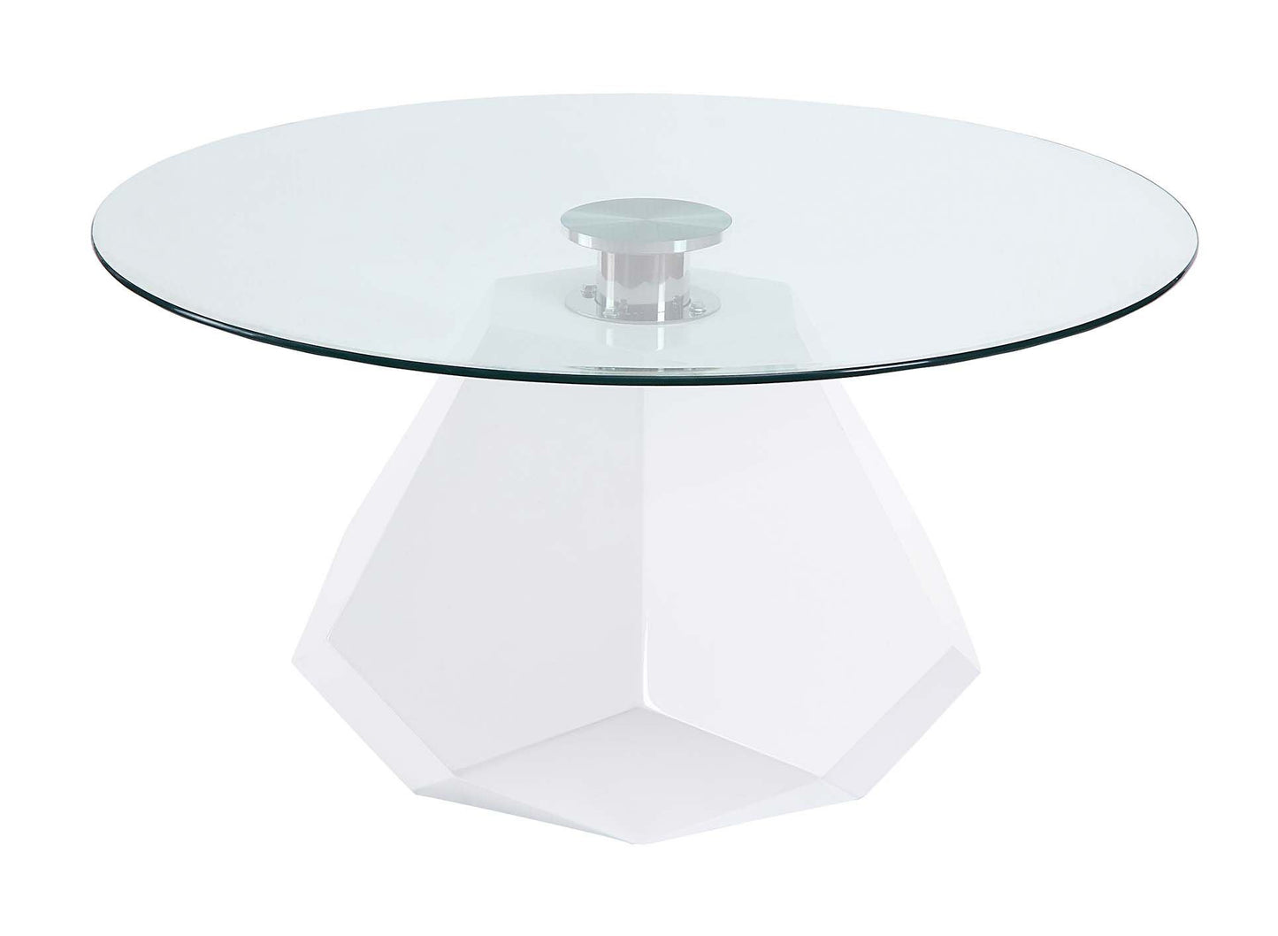 acme chara coffee table, white high gloss & clear glass