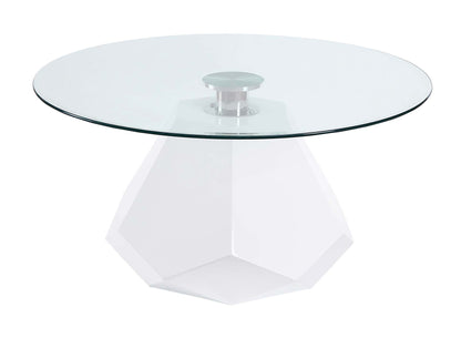 ACME Chara Coffee Table, White High Gloss & Clear Glass