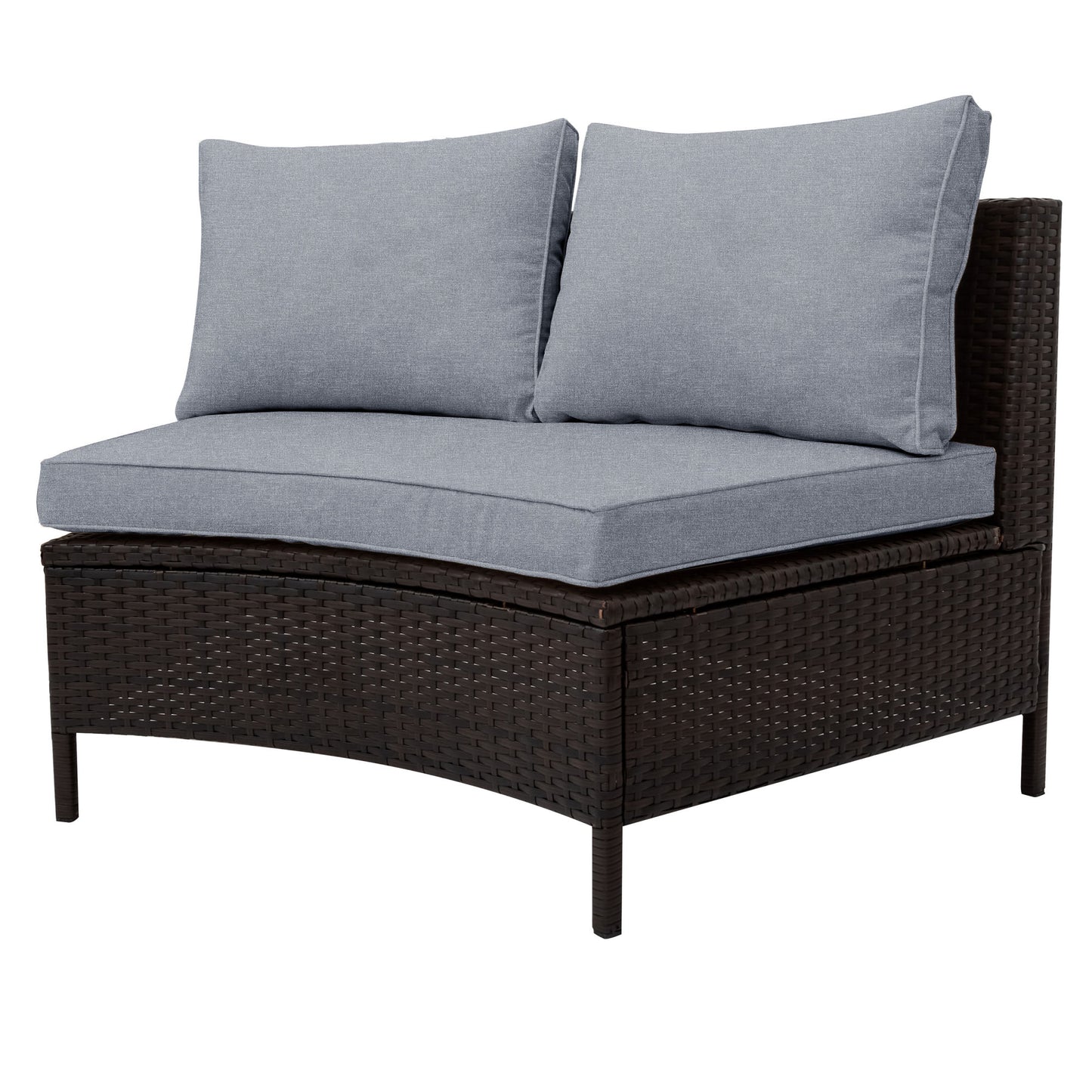 5 pieces all-weather brown pe rattan wicker sofa set