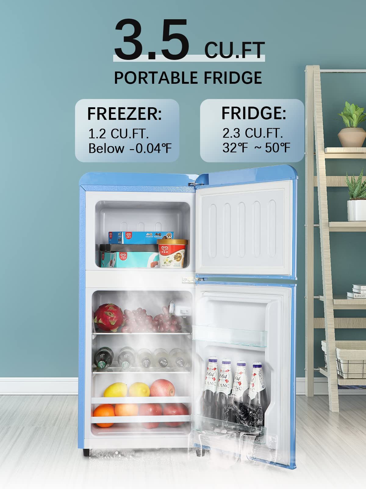 krib bling 3.5cu.ft compact refrigerator mini fridge with freezer