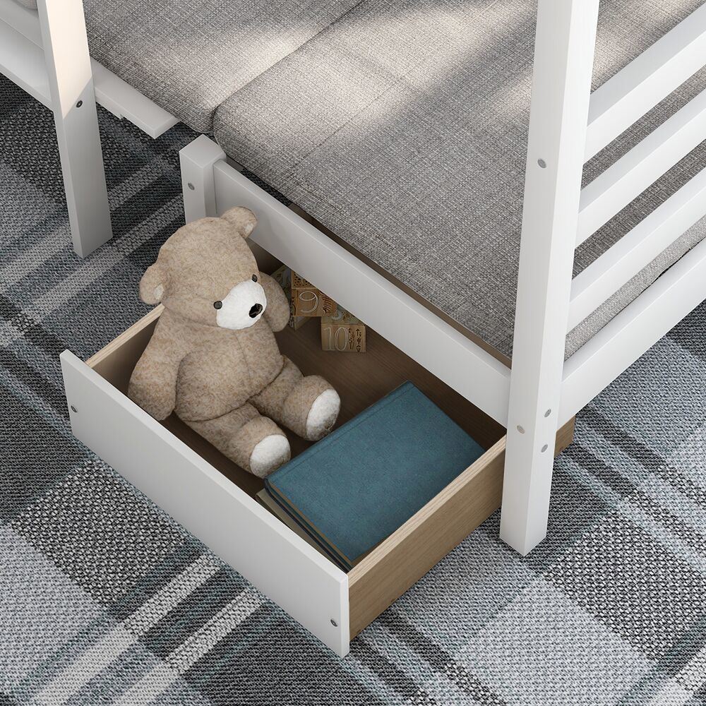 functional loft bed twin size,white