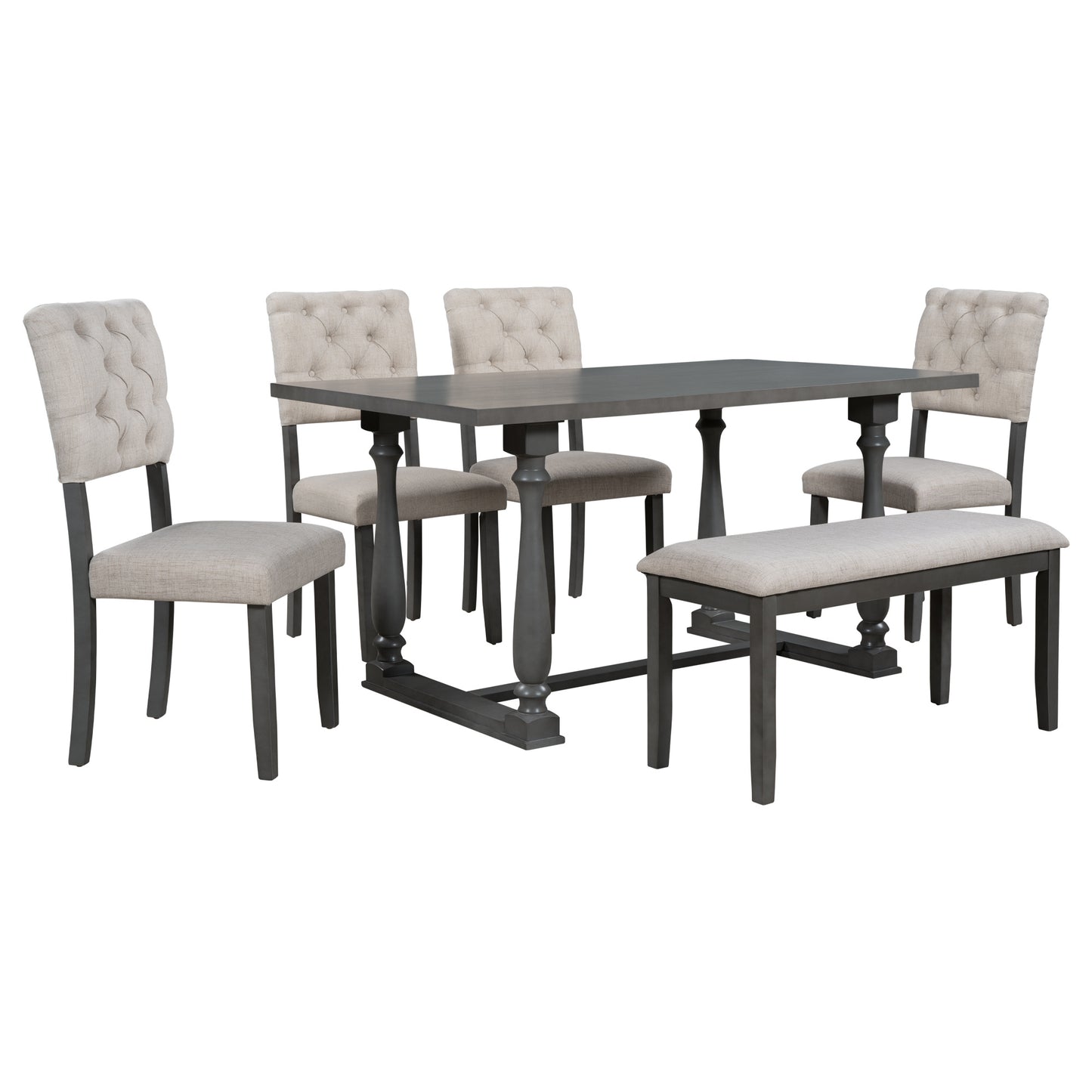 upholstered 6-piece dining table set