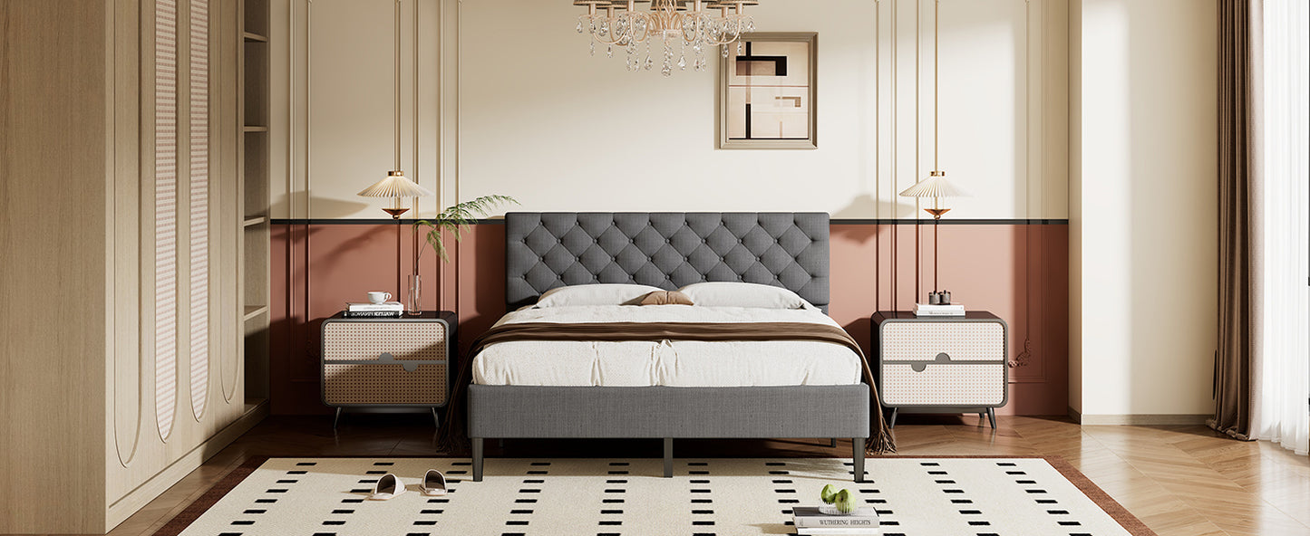 sammie upholstered linen platform bed