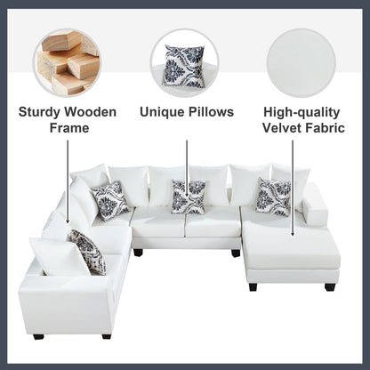 Elegant Velvet Corner Couch with Lots of Pillows
