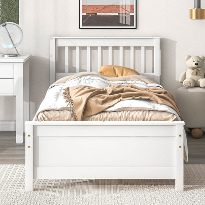 Twin Bed with Headboard & Nightstand, White