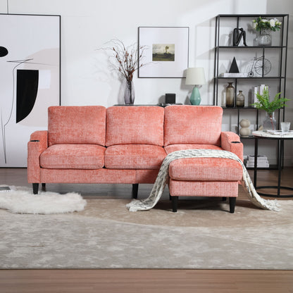 Zara Storage/ Cupholder Sectional Sofa, Pink