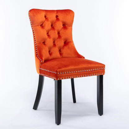 High-end Tufted Upholstered Dining Chairs, 2-Pcs Set Orange