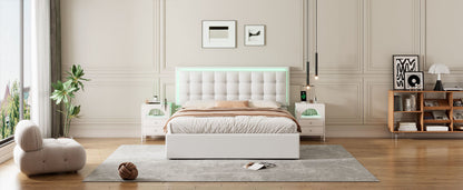 Tufted Upholstered Platform Bed with Hydraulic Storage System & PU Storage Bed with LED Lights