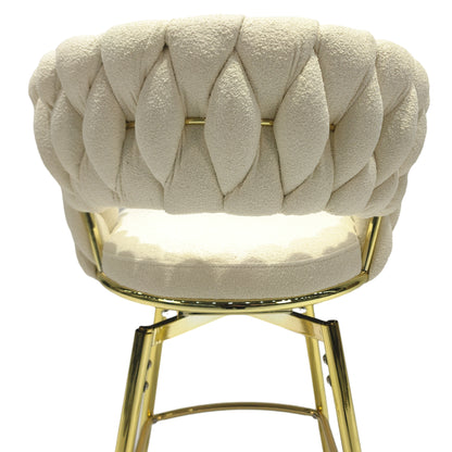 Bar Chair Toweling Woven Bar Stool Set of 4, White
