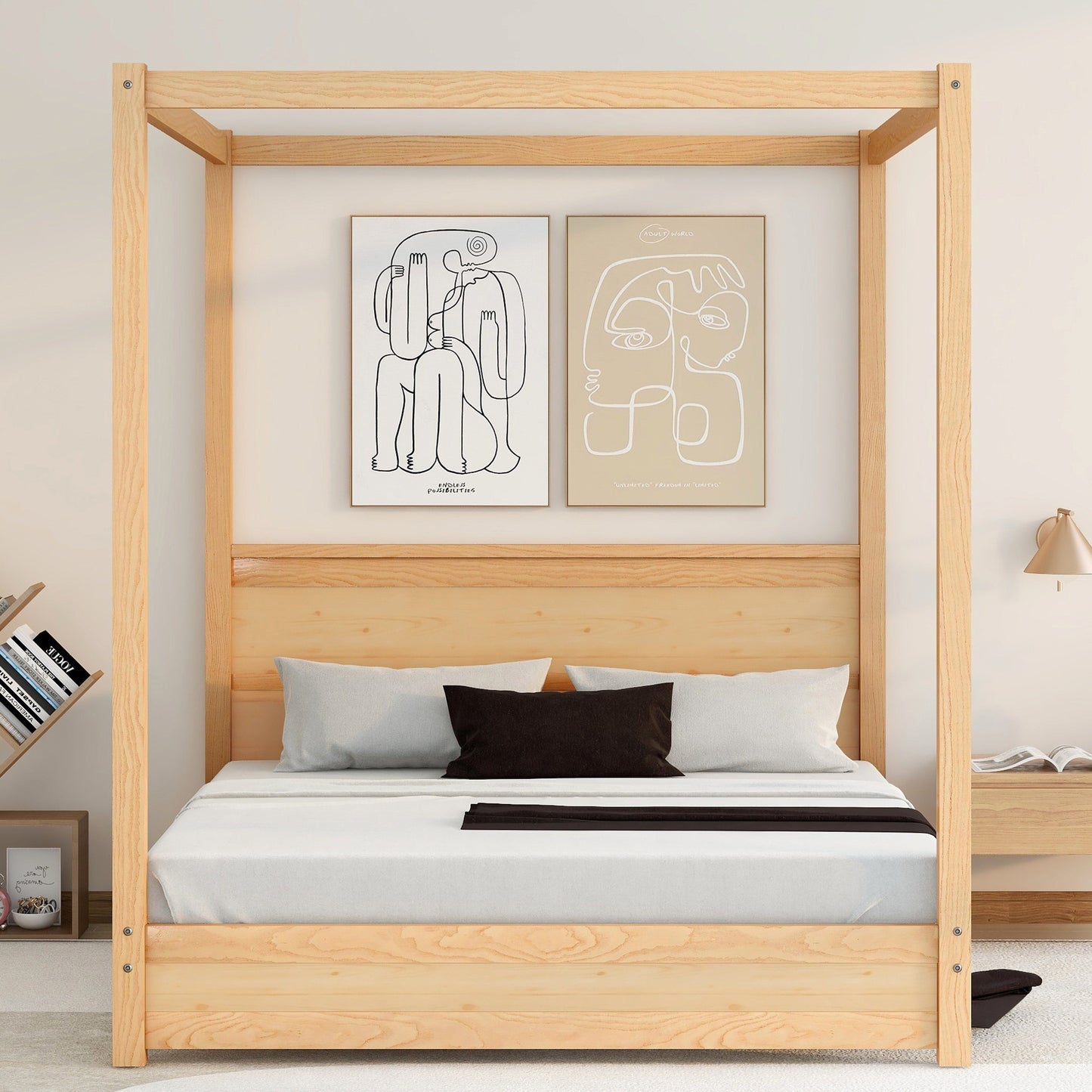 modern canopy platform bed with headboard