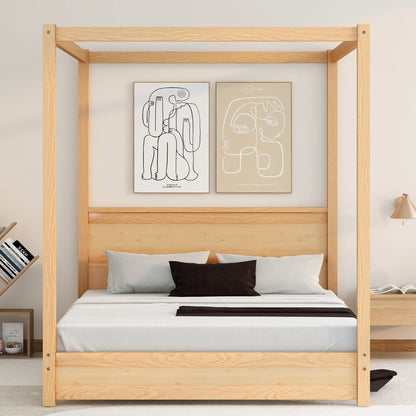 Modern Canopy Platform Bed with Headboard