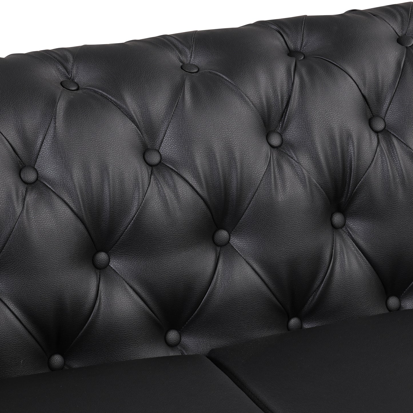 button tufted upholstered sofa, black